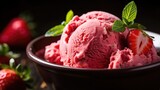 Close up of strawberry ice cream.
