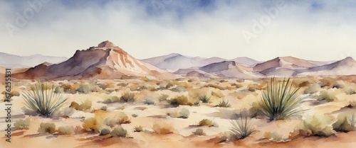 watercolour desert landscape wallpaper photo