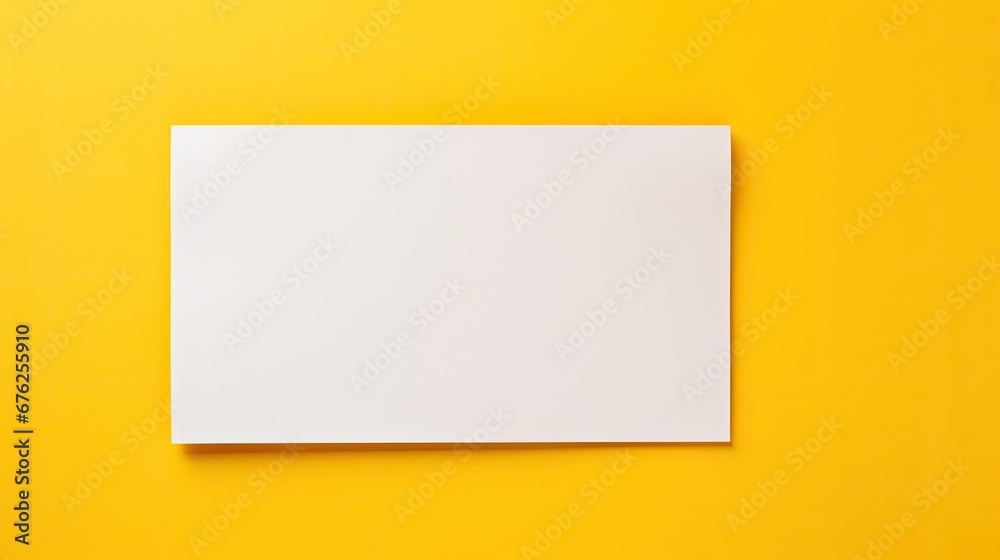 Fototapeta premium Directly above view of blank cardboard banner on yellow background. 