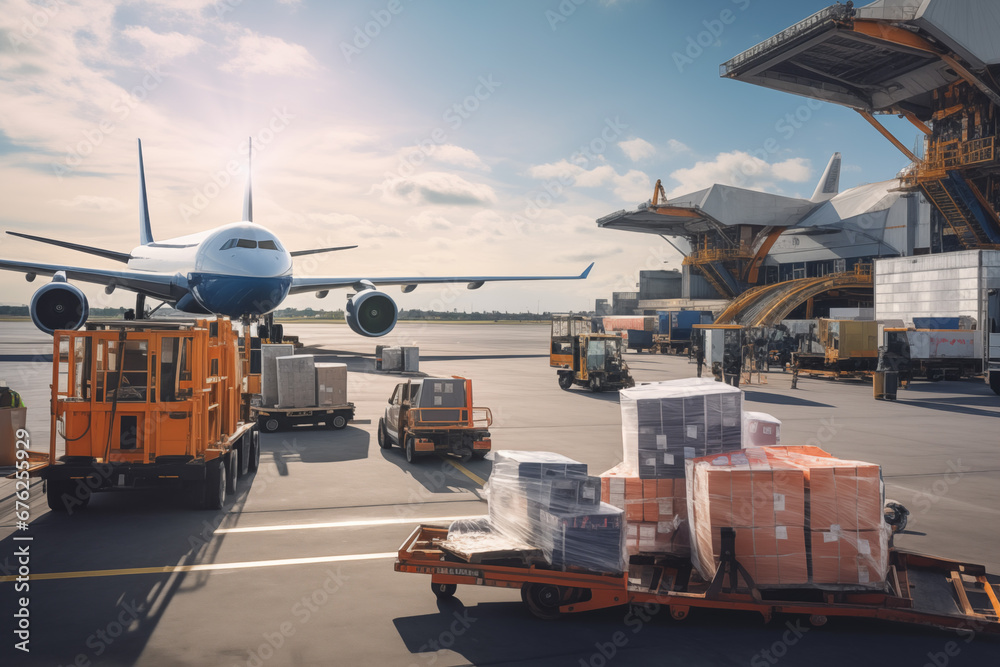 International cargo terminal in the airport for better exports and transportation of the world. - obrazy, fototapety, plakaty 