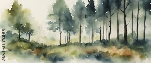 watercolour forest landscape