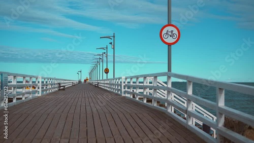 Panorammic view of pier in Mechelinki, Poland photo