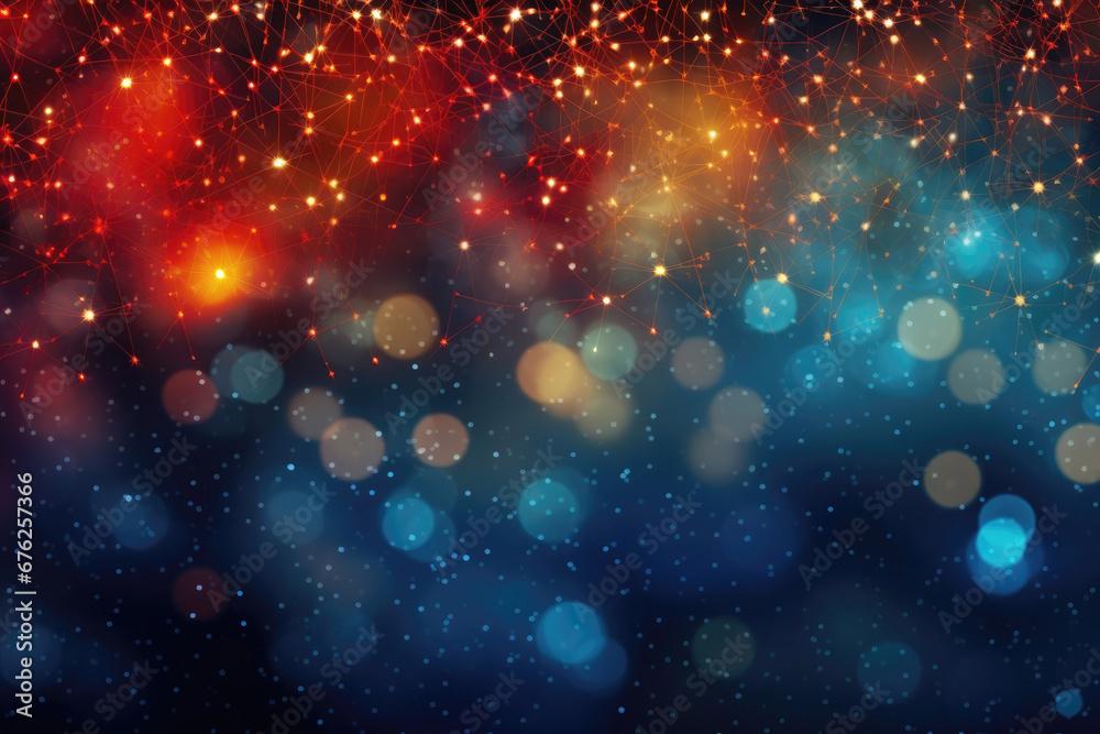 Abstract orange and blue Christmas lights bokeh Stock Illustration