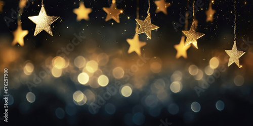 Golden stars with bokeh on dark festive theme © Robert Kneschke