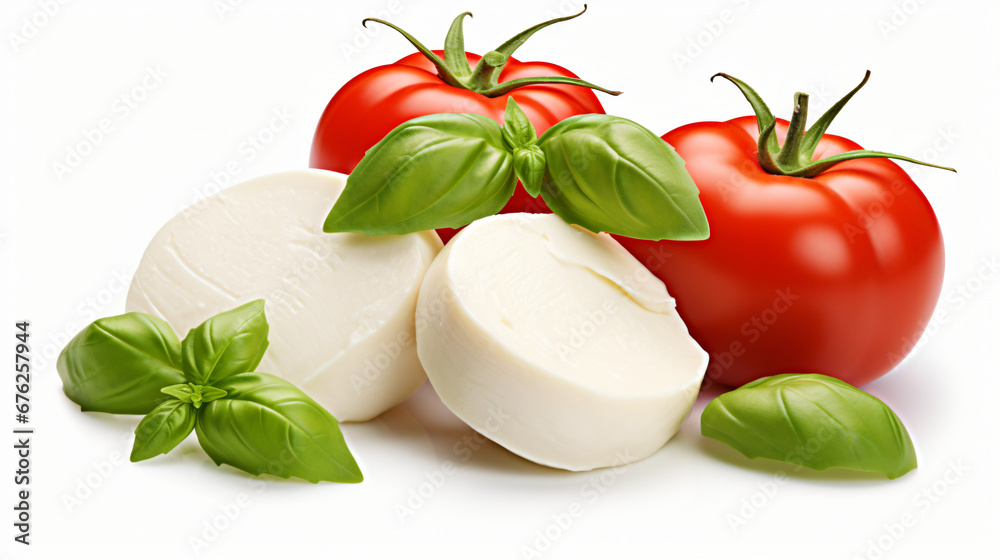 Mozzarella tomatoes basil clipping path included