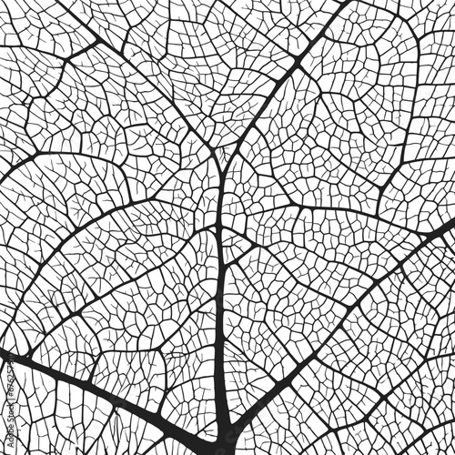 Leaf vein texture abstract background with close up plant leaf cells ornament texture pattern. Black and white organic macro linear pattern of nature leaf foliage vector illustration. photo