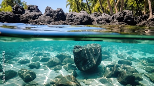 Mauritiusm Riviere Noire District, La Gaulette, small rock, crystal rock in tourquise water
 photo