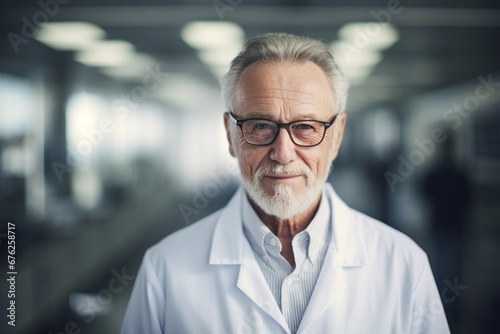 Portrait of a senior scientist standing with his arms crossed in a lab