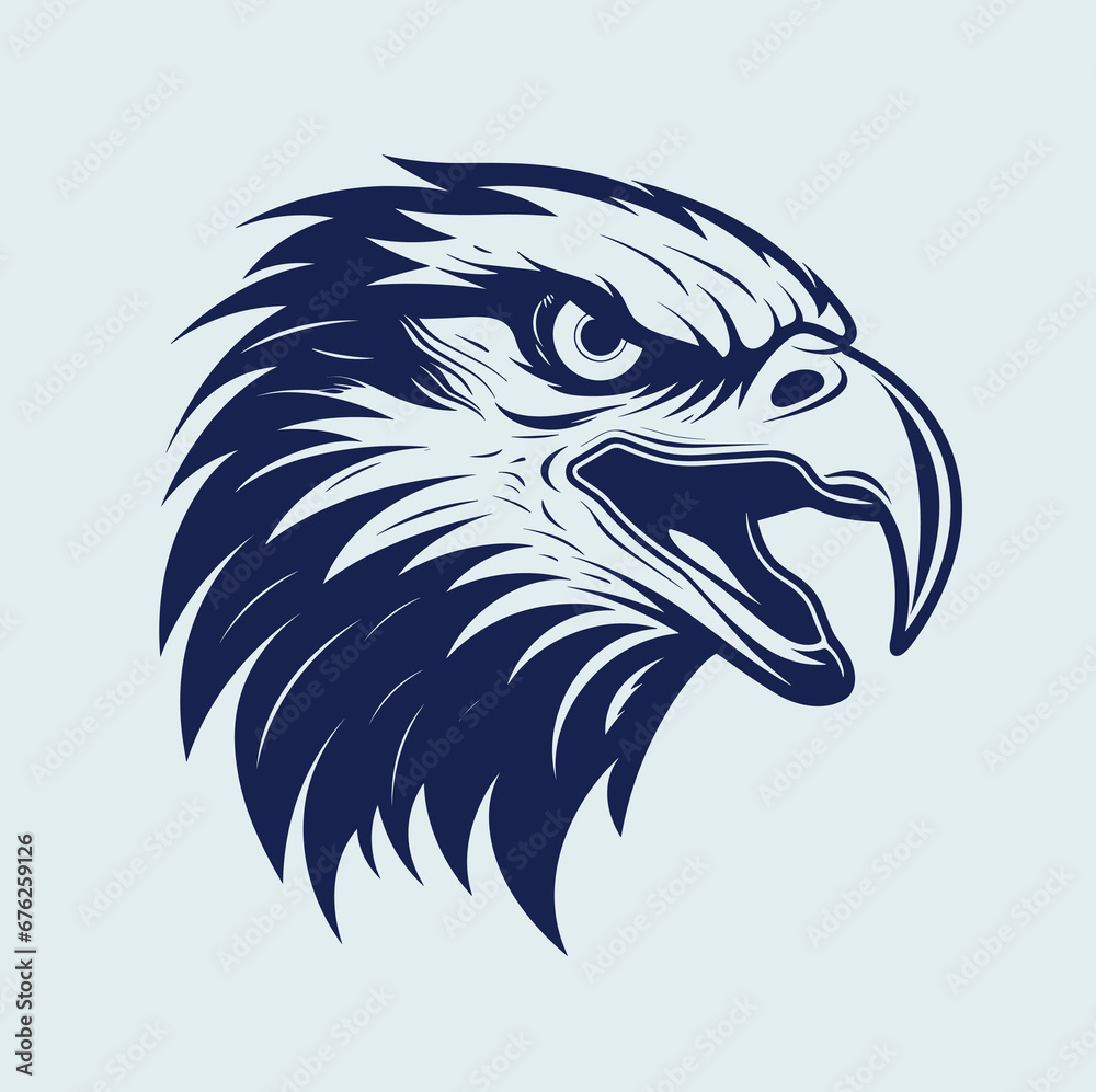 Obraz premium Regal Eagle Head Silhouette Vector: Ideal for Your Design Projects
