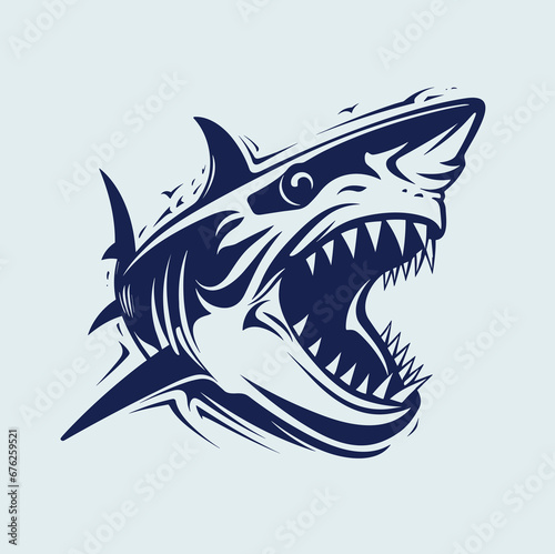 Dynamic Shark Head Silhouette Vector: Ideal for Projects and Designs
