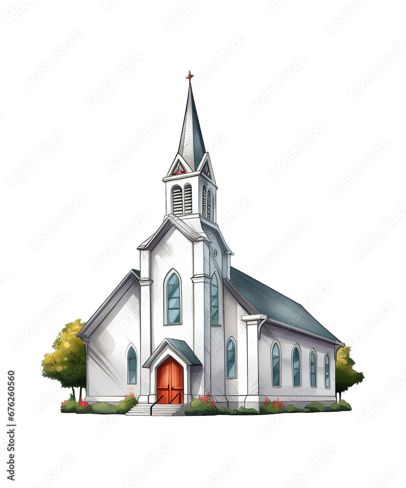 illustration of church ai generative
