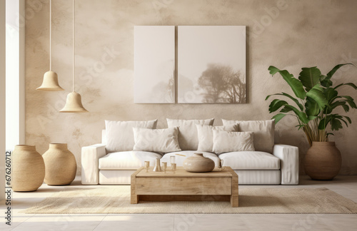 Luxurious living room area composition with minimalistic decoration © JuanM