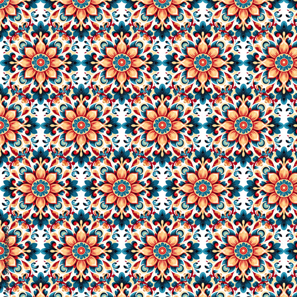 Contemporary abstract flower seamless pattern.