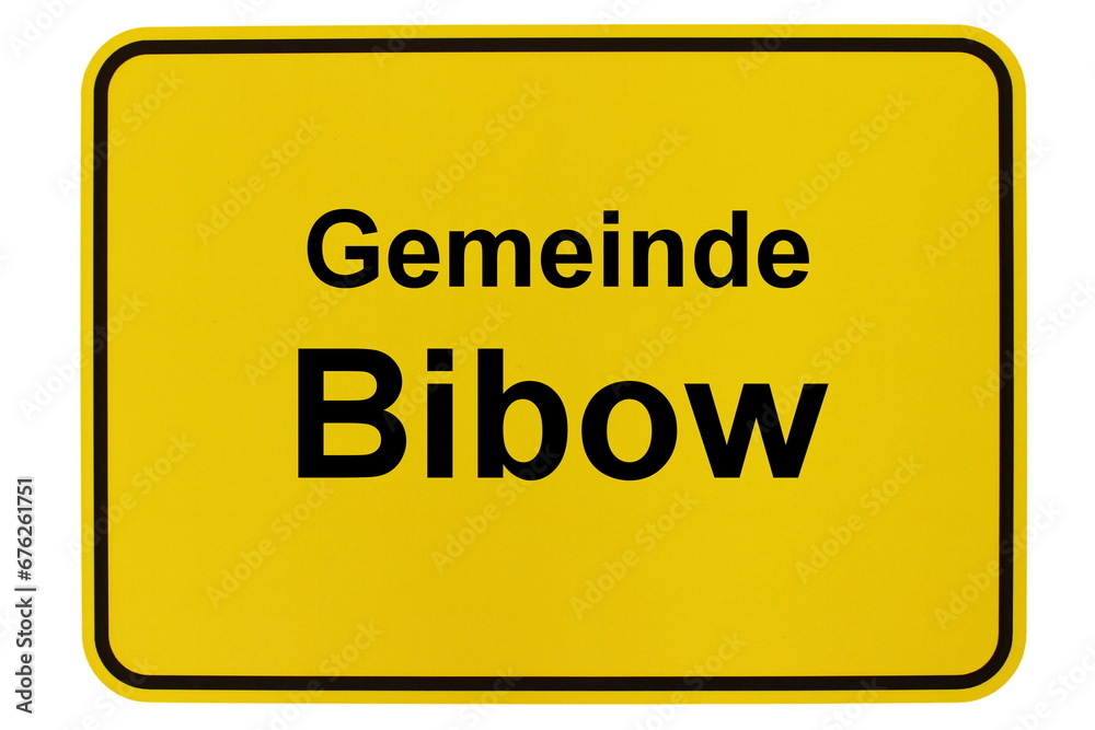 Illustration eines Ortsschildes der Gemeinde Bibow in Mecklenburg-Vorpommern