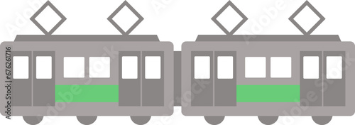 電車の横向きのシンプルなカラーイラスト