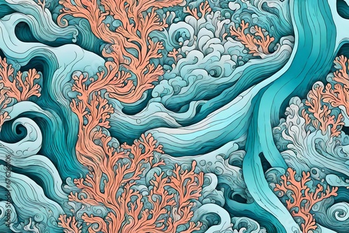 Tidal waves of liquid coral and aquamarine