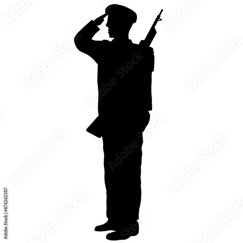 Salute silhouette vector illustration. Military salute graphic resources for icon, symbol, or sign. Respect soldier silhouette for military, army, security, war or defense