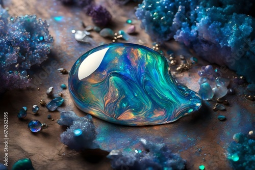 Iridescent liquid opal in an ethereal dance