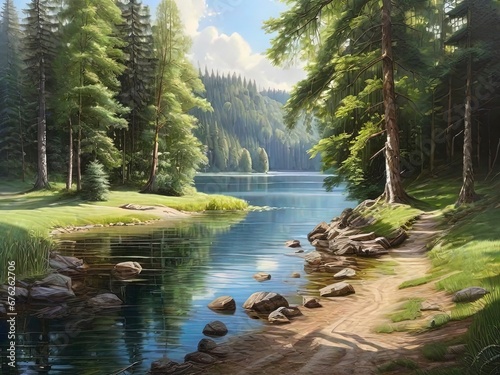 Expressive digital painting, ideal for decoration which creates a serene atmosphere, charms and inspires.