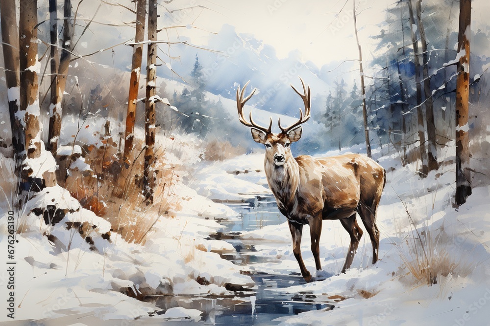 deer in the snow deer in the snow