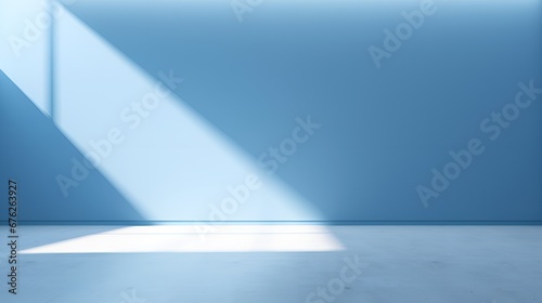 Abstract Play of Shadow and Sunlight on a Shiny Blue Wall, Perfect for Modern and Creative Presentation Backgrounds