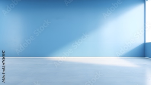 Abstract Play of Shadow and Sunlight on a Shiny Blue Wall  Perfect for Modern and Creative Presentation Backgrounds