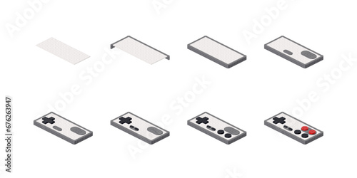 Step-by-step construction of a gamepad for animation. Vector