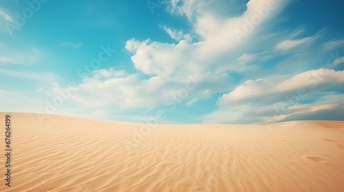 Sandy Dunes in the Desert, A Low Angle Vista with Clear Blue Skies