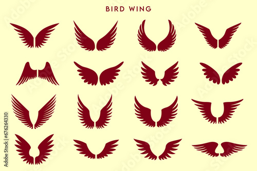 monochrome wings set. flying symbols