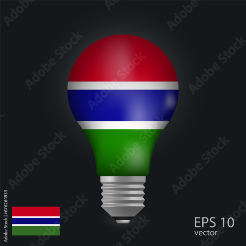 Free Download Vector light bulb with flag of Gambia, 3D rendering isolated on gray background.
 - GFXLoad