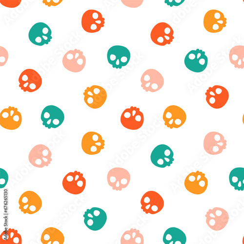 Seamless pattern with colorful skull © FRESH TAKE DESIGN