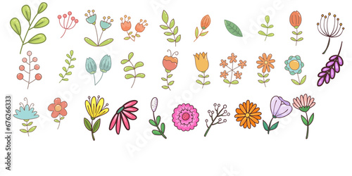 cute handdrawn flower vector