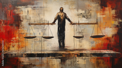 scales of justice It conveys the equality of society and its rules. photo