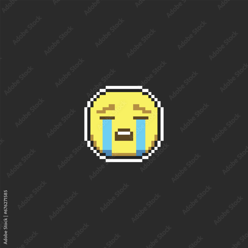 Obraz premium this is emoticon in pixel art with simple color and black background ,this item good for presentations,stickers, icons, t shirt design,game asset,logo and your project.