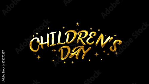 World Childrens Day Text Animation with particles. Great for events, celebrations, and festivals. Transparent background,  photo