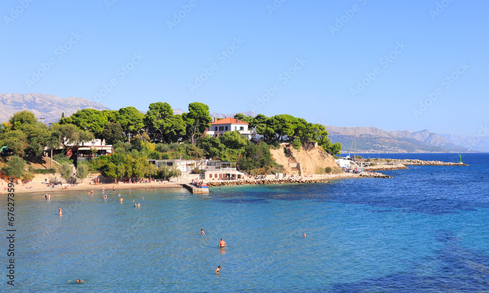 Firule Beach in sunny day in Split, Crotia