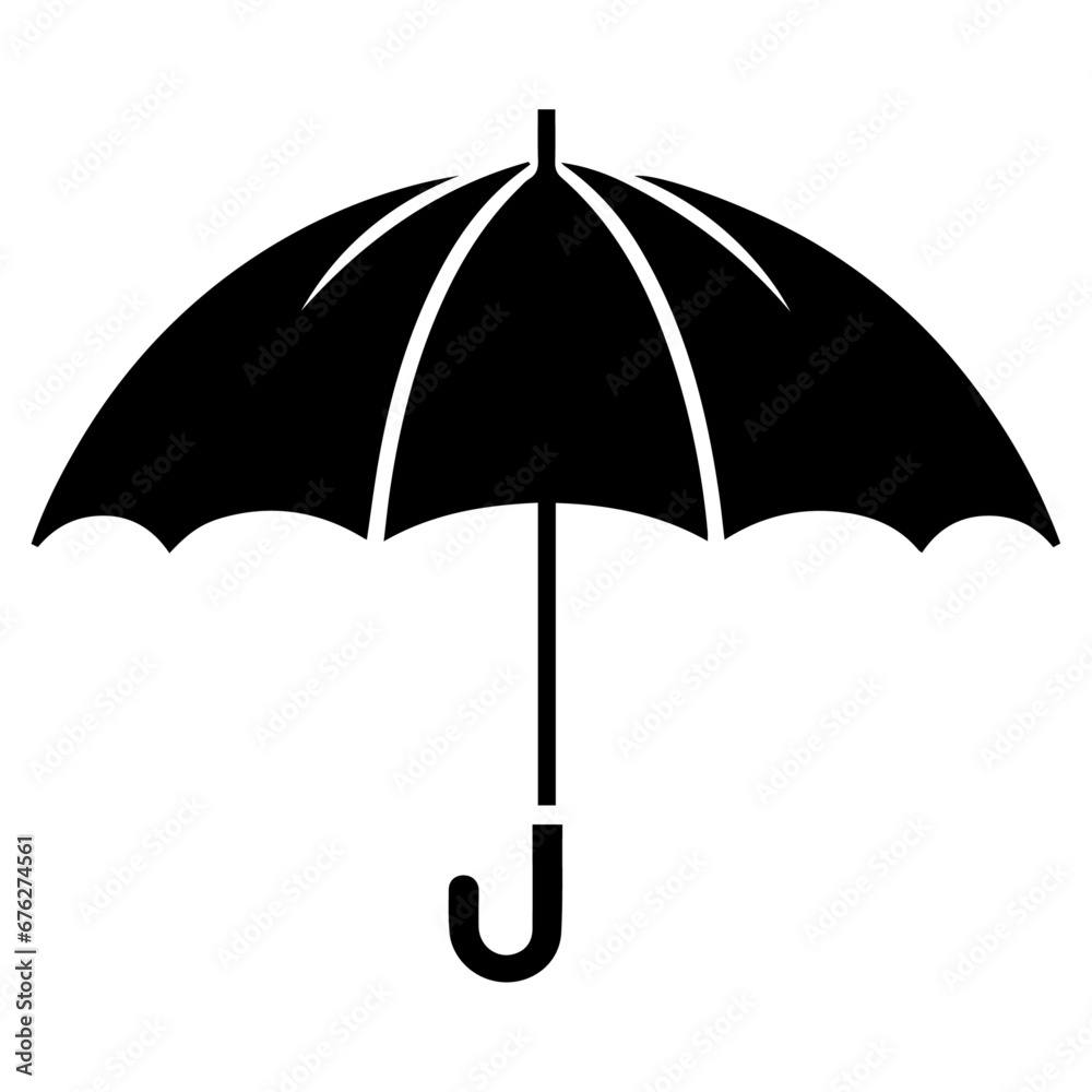 Umbrella vector silhouette illustration black color - obrazy, fototapety, plakaty 