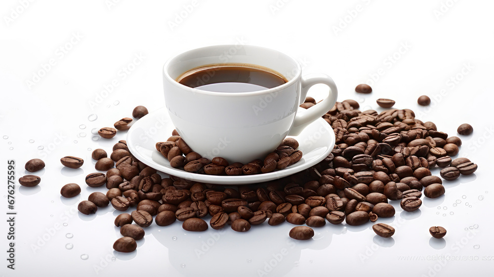 Coffee cup and beans on a white background,coffee,coffee isolated Coffee cup and beans on a white background,coffee,coffee isolated
