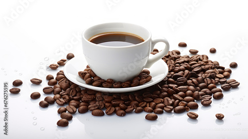 Coffee cup and beans on a white background,coffee,coffee isolated
