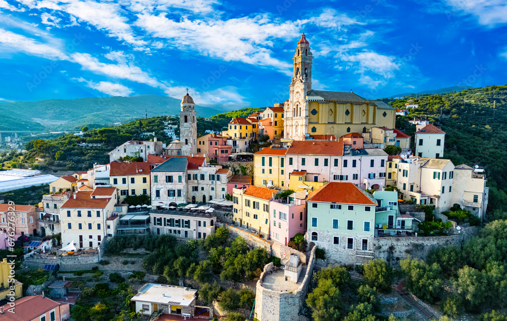 The village of Cervo on the Italian Riviera, Liguria, Italy The village of Cervo on the Italian Riviera, Liguria, Italy