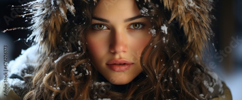 Portrait Beautiful Woman Snow Application Protect , Background Image For Website, Background Images , Desktop Wallpaper Hd Images