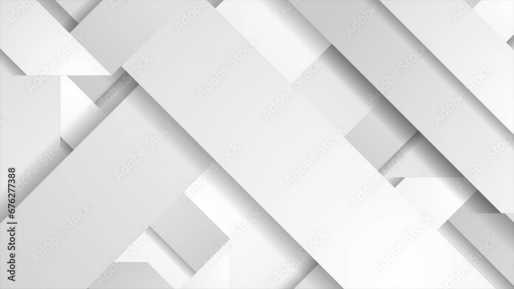 White grey paper elements abstract geometric corporate background. Seamless looping motion design. Video animation Ultra HD 4K 3840x2160