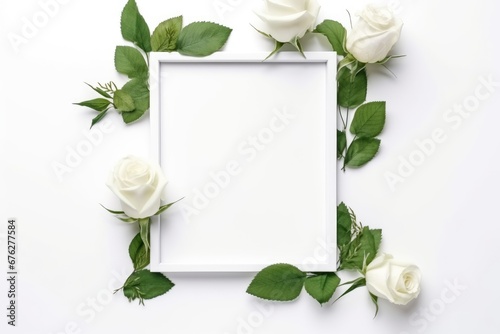 A vintage floral frame featuring roses, with a rose-adorned paper and note, perfect for wedding, birthday, or love-themed greeting cards and invitations