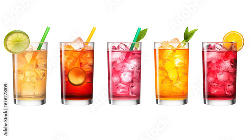 set Alcohol Cocktail Mocktailon transparent. cocktail with lime and mint