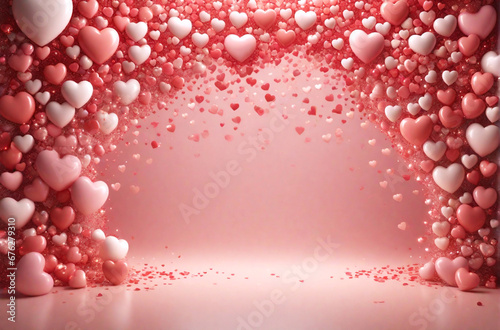 Valentine's Day background, wedding arch with hearts