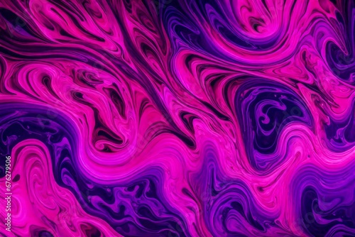 Neon pink and purple liquids swirling in an ever-changing abstract pattern