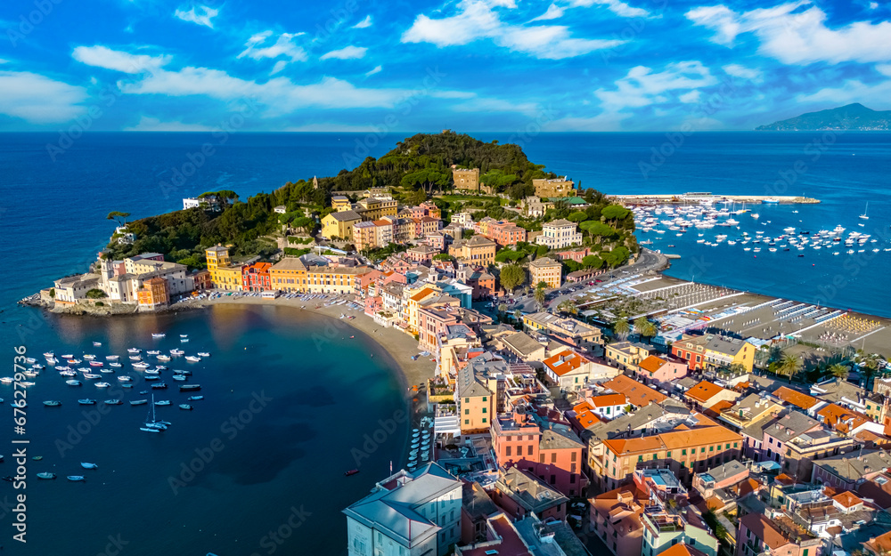 Naklejka premium View of the Bay of Silence in Sestri Levante, Liguria, Italy