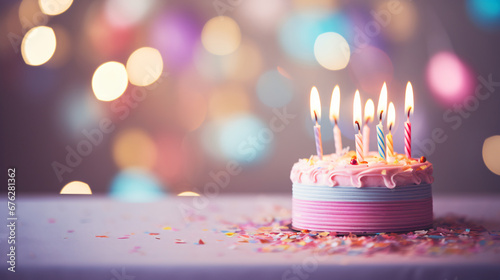 Realistic photography of a birthday party with bokeh