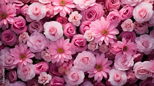 Rear view with pink flowers background © Alina Zavhorodnii