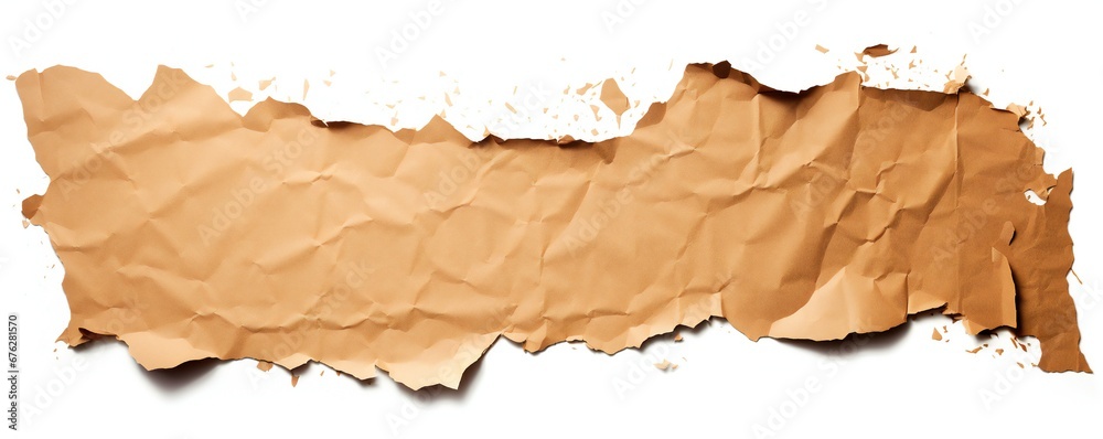 Torn cardboard paper isolated on white background Generative AI 